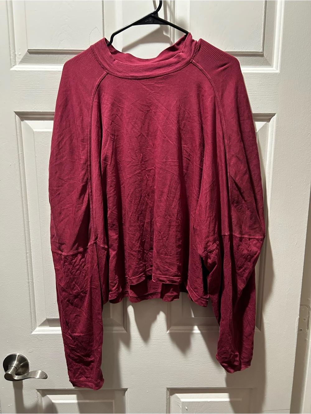 Aerie Women’s Cozy Mock Neck Long Sleeve T-Shirt in Cherry Tart